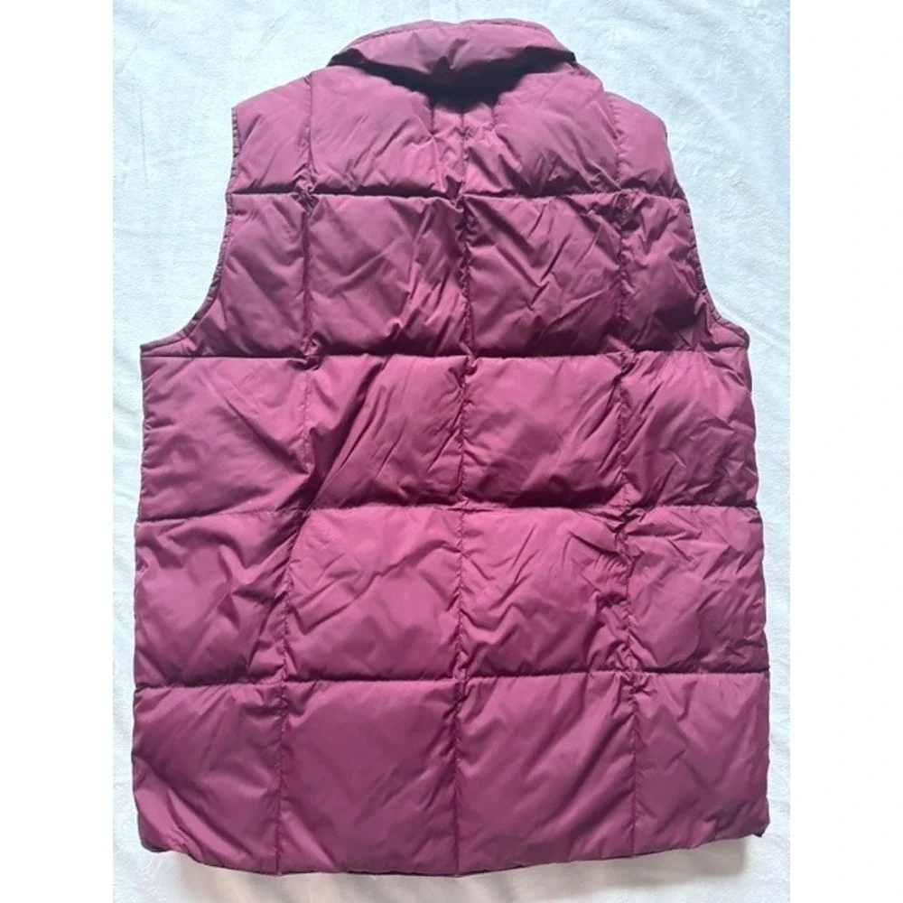 Lands End Kids Burgundy Down Puffer Vest Size M 10-12 Quilted Snap Front